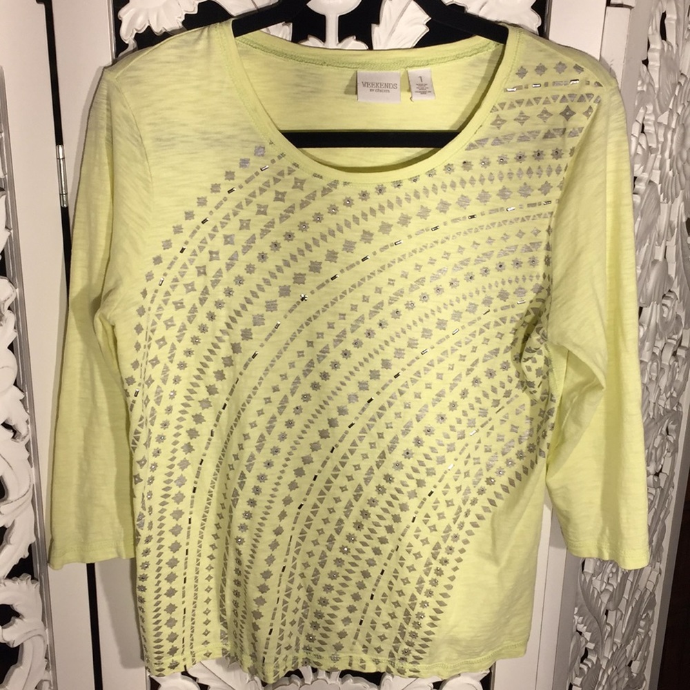 Chico’s woman’s long sleeve Tee w/ embellishments
